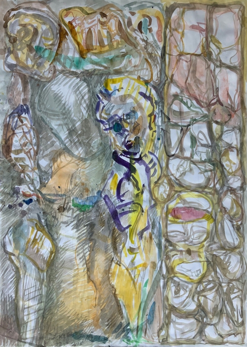 Weiblicher Corpus mit Ahnen und Nachfahren - 59 x 42 cm